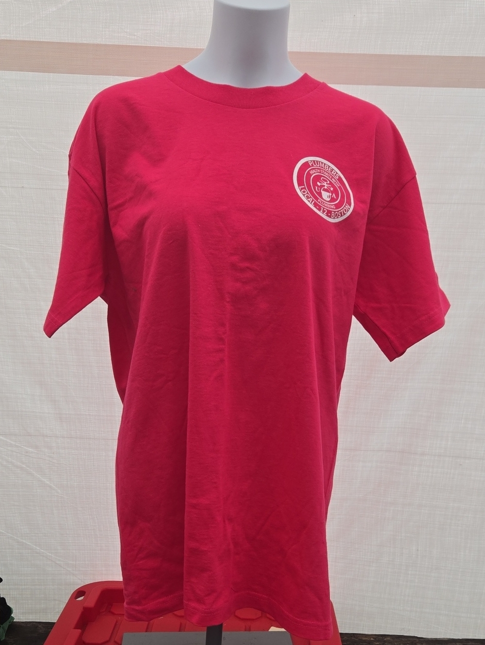 Men's Short-Sleeve Crewneck Tee in Bright Pink with Chest Logo